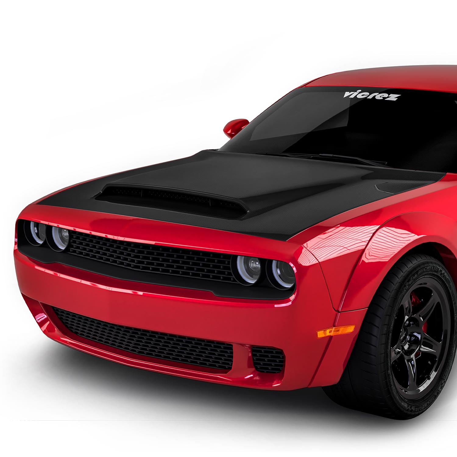 Vicrez Carbon Fiber Demon Hood w/ Vent Scoop vz102502 | Dodge Challenger 2008-20