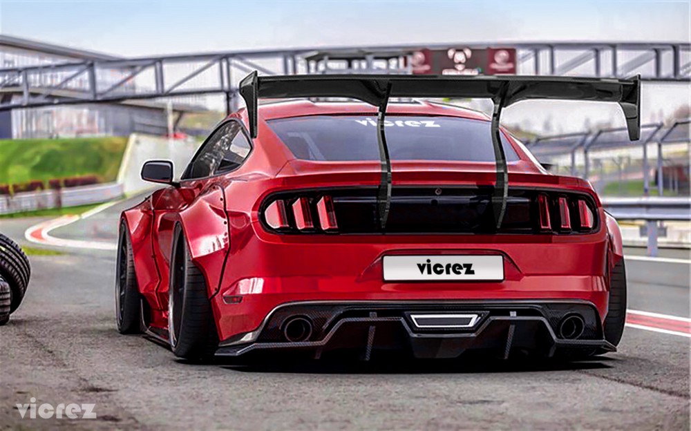 Vicrez Track Carbon Fiber Rear Wing Spoiler vz101479 | Ford Mustang 2015-2023